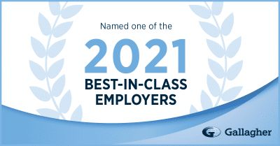 Named on of the 2021 Best-in-Class Employers - Gallagher