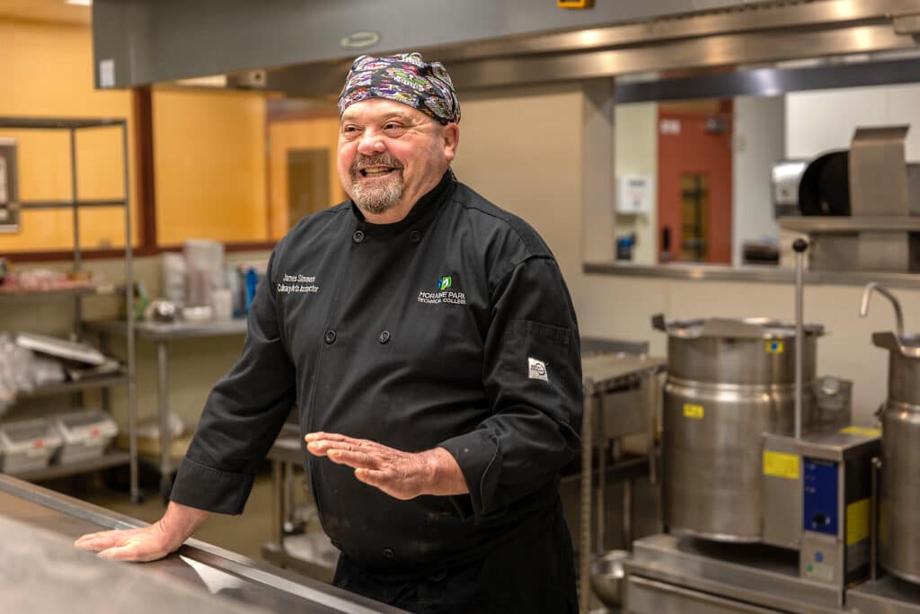 Culinary instructor, James Simmers, in kitchen