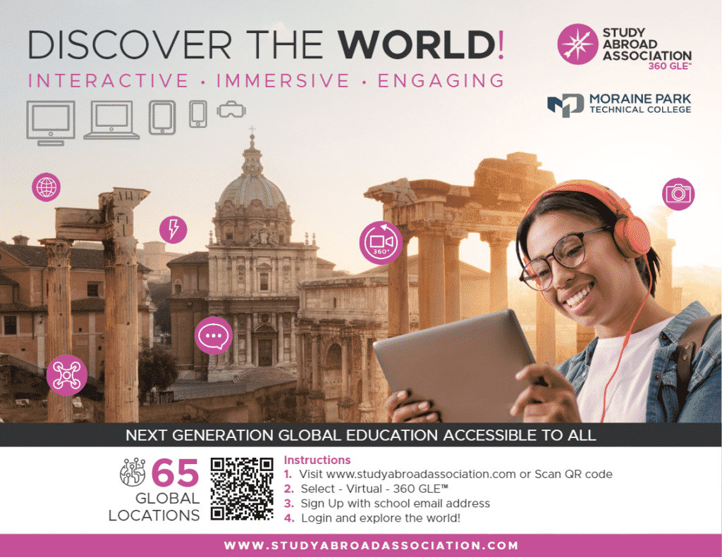 Discover the World Poster with Information about Interactive Experiences