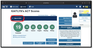 ACT Score Example Screenshot