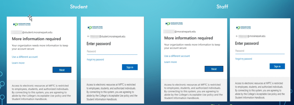 Screenshot of Student/Staff Login