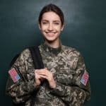 military woman with backpack