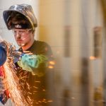 Moraine Park Students doing a welding exercise.