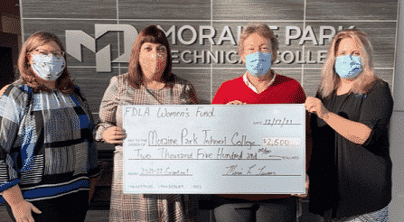 Four MPTC and Fond du Lac Area Women's Fund members holding gigantic check. 