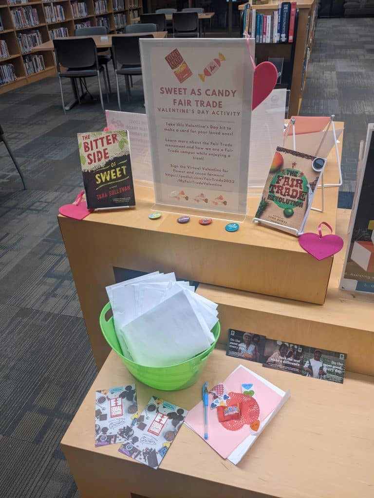 Valentines Day Fair Trade Chocolate setup