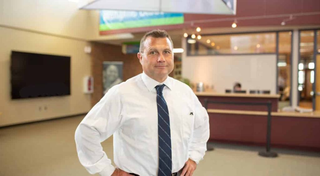 Pete Rettler standing in Moraine Park lobby.