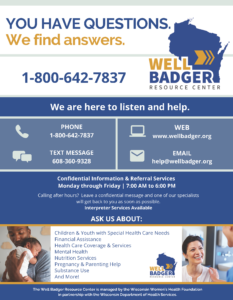 Well Badger flyer with contact info and service offerings