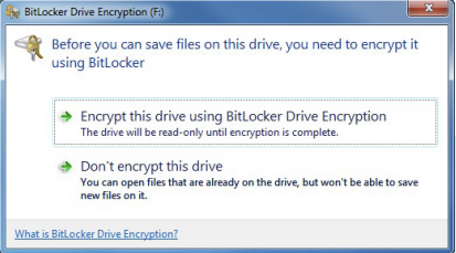 Encryption dialog box for Bitlocker
