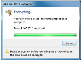 Encrypting progress completed