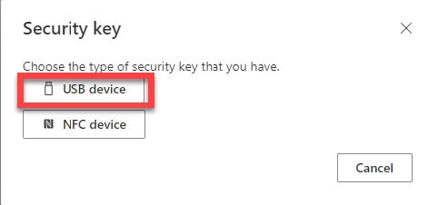 Security key options dialog box