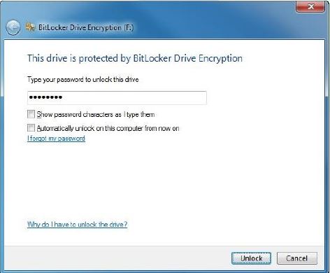 Protected drive dialog box