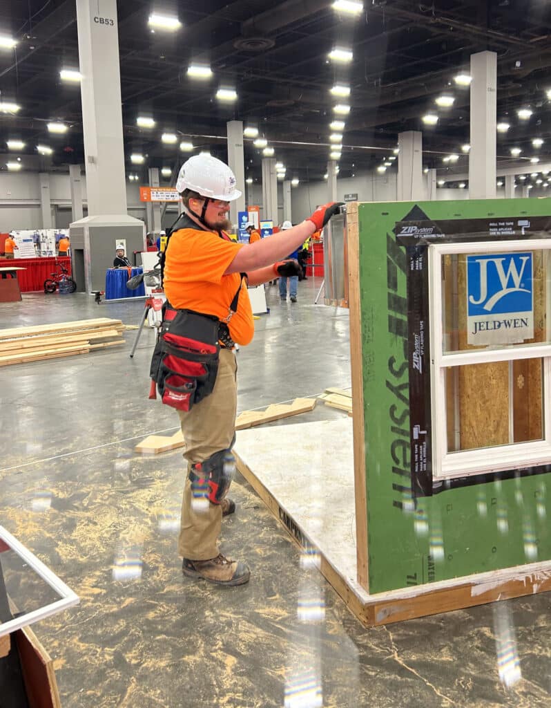 Apprenticeship student competing in a carpentry category.