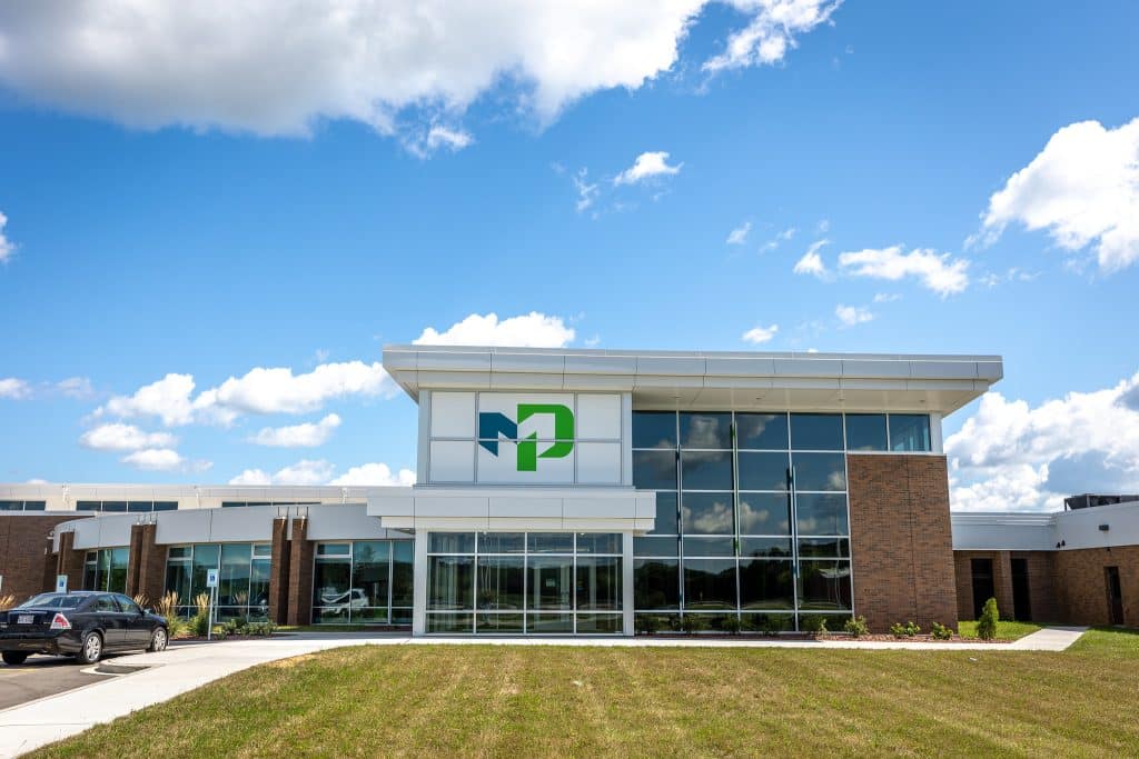 Outside view of Moraine Park's new Advanced Manufacturing Center on the West Bend Campus.