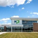 Outside view of Moraine Park's new Advanced Manufacturing Center on the West Bend Campus.