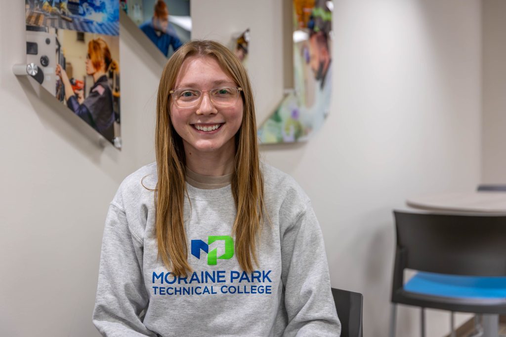 Brinley Gigante, MLT student, smiling on campus