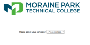 Screenshot in Shop for Schedule asking you to select your semester.