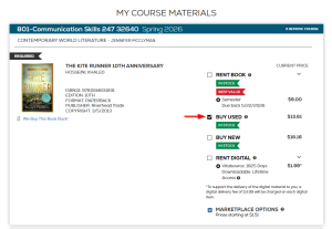 Screenshot in Shop for Schedule showing the book, and options to rent, buy new, or buy used, along with the add 1 item to cart button.