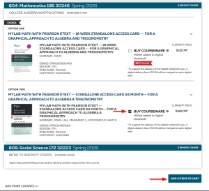 Screenshot in Shop for Schedule with a red arrow pointing to the Go To Cart button.