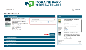 Screenshot in Shop for Schedule with a red arrow pointing to the Choose Shipping Method options.