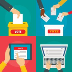 Graphis showing various ways to cast a ballot