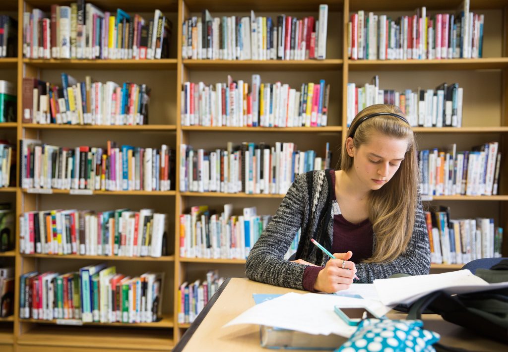 MPTC student studying at the library.