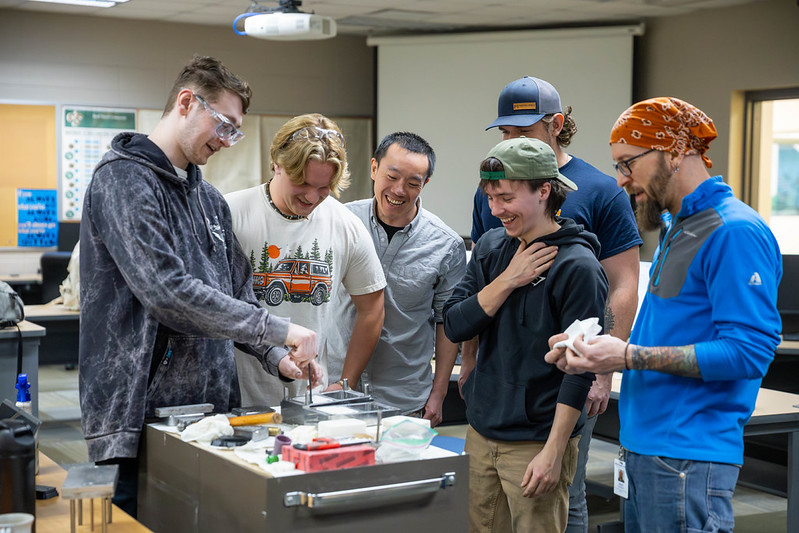 Mechanical design students learning in the classroom.