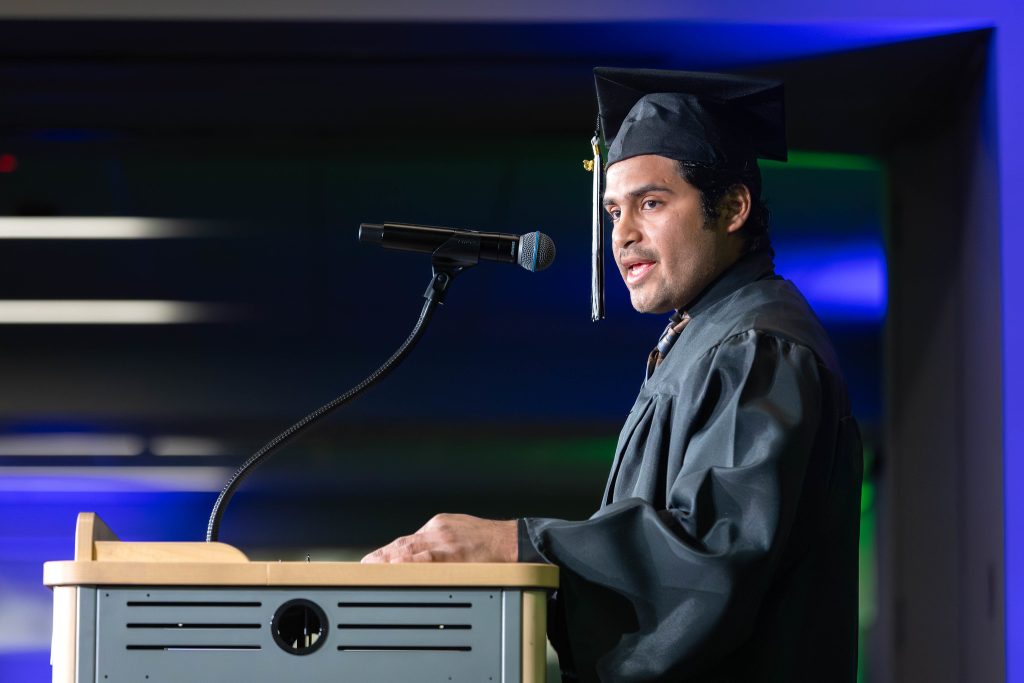 Jose Romero at the podium.