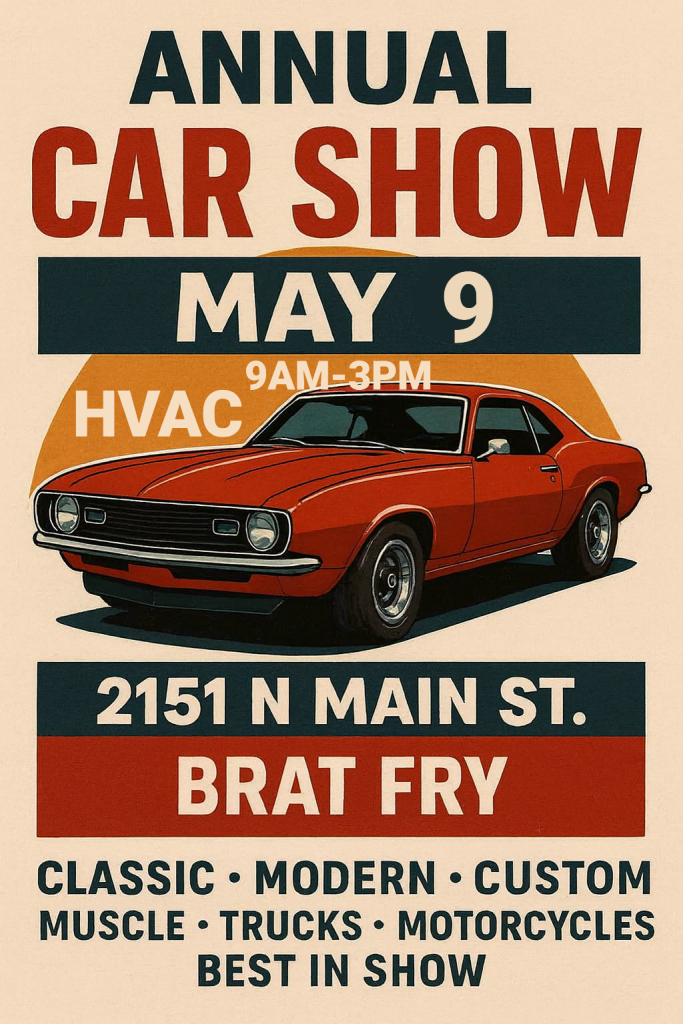 Car show poster advertising the dates.