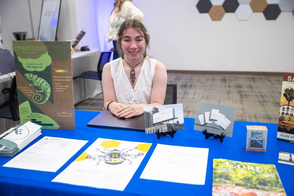 Design student at the Portfolio showcase