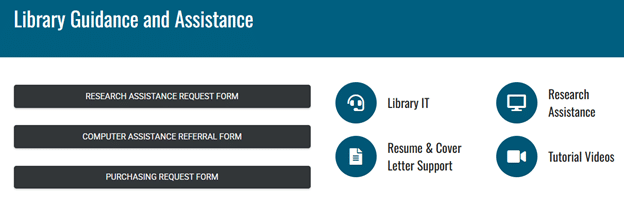 Screenshot of the new Library Guidance and Assistance webpage.