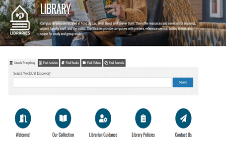Sreenshot of the new library webpage